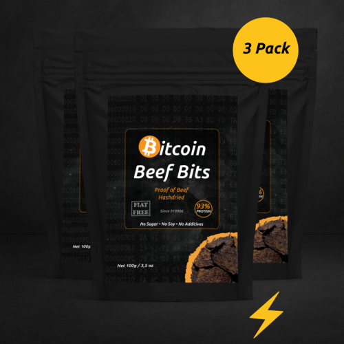 Bitcoin Beef Bit - Snacks de bœuf premium séchés et hachés (3 Pack)